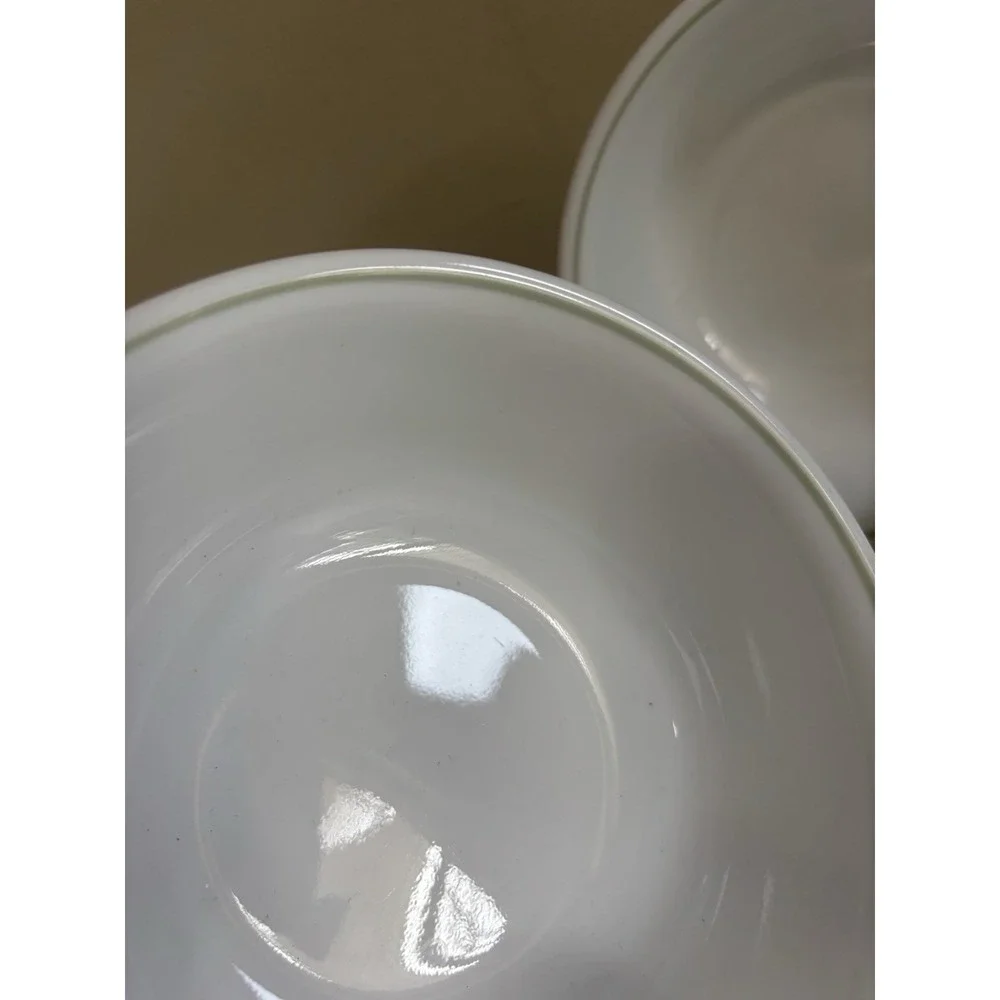 Corelle White with Green Rim Cereal Soup Bowls 6.25